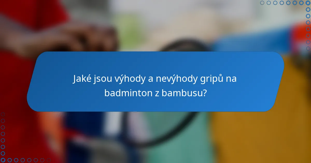 Jaké jsou výhody a nevýhody gripů na badminton z bambusu?